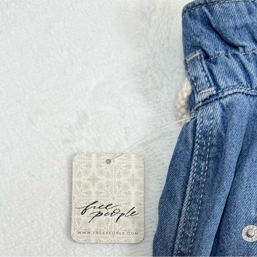 Free People We The Free Dakota Cinched Pull-On Wide-Leg Jeans Light Blue Size S - Picture 6 of 16